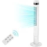 Antarctic Star Tower Fan Portable Electric Oscillating Fan Quiet Cooling Remote Control Standing Bladeless Floor Fans 3 Speeds Wind Modes Timer Bedroom Office (43 inch, White)