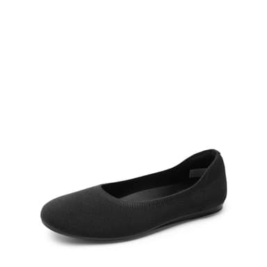 DREAM PAIRS Ballet Flats Shoes for Women, Foldable Knit Women's Flats with Arch Support, Comfortable Shoes for Women Dressy Casual Work Office,Size 9,Black,SDFA2423W