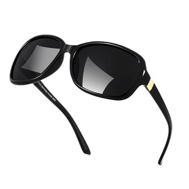 FEISEDY Polarized Sunglasses for Women Classic Vintage Square Wraparound UV400 Protection Shade B0309 Black/Grey