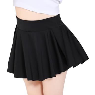 Hvididan Girls Black Skort, Size 10 Girls Athletic Skirts for Tennis Golf, Butterfly Flowy Shorts for Kids, Shorts with Pocket Spandex Liner