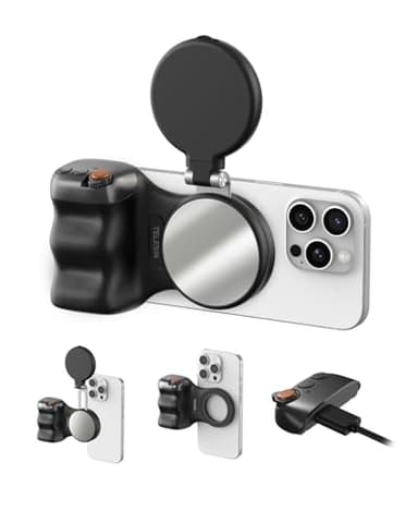 TELESIN Fun Shot Magnetic Phone Camera Grip+ C03 Magnetic Selfie Light Creator Kit Compatible with iPhone Magsafe & Android, Bundle Kit for Selfies/Photography/TikTok/Zoom Calls/Video (Black)