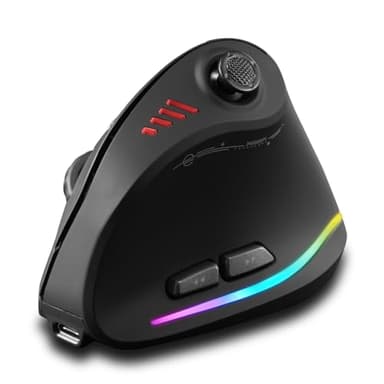 zelotes Bluetooth Wireless Mouse with Joystick,Rechargeable,24.000 DPI,11 Programmable Buttons,RGB,Dual Mode (BT+2.4G USB Receiver),Optical Vertical Ergonomic Gaming Mouse for Laptop,PC,Tablets