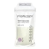 Momcozy Breastmilk Storing Bags, Temp-Sensing Discoloration Milk Storing Bags for Breastfeeding, Disposable Milk Storage Bag with 6 Ounce Self Standing, No-Leak Milk Freezer Storage Pouches, 200pcs