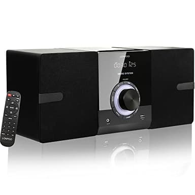 Compact Stereo System Speakers with CD Player, Bluetooth, FM Radio, Aux-in, USB-in, Earphone Jack, DSP-Tech, Remote, 30W Crisp-Sound Shelf Stereo System for Home (LP-886)