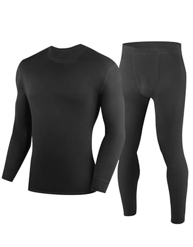 YESWEL 100% Merino Wool Base Layer Mens, Soft Thermals Underwear, Top and Bottom Set，Warm Long Johns Sets for Winter Ski (Black, M)