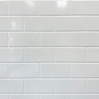 From Plain To Beautiful In Hours 129 Subway PVC 2' x 8' Glue-up Backsplash Panels (Covers / 32 sq.ft), Gloss White, 2 Piece