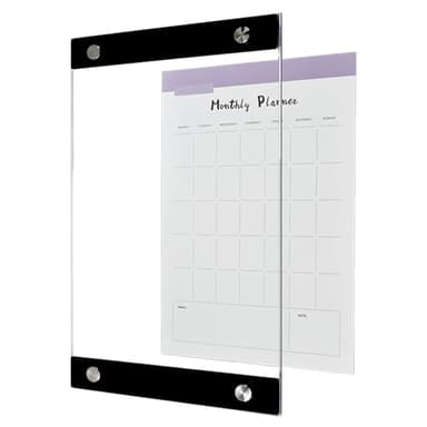 A4 Notice Board, Picture Frame, Glass Dry Erase Board for Wall, Double Layered Clear Glass Acrylic Dry Erase Board WhiteBoard, A4 Frame 8.3 x 13.6 Wall Gallery Poster Photo Frame