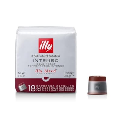 illy Coffee, Intenso iperEspresso Capsule, Dark Roast Espresso Pods, Compatible with illy iperEspresso Machines, 18 Count