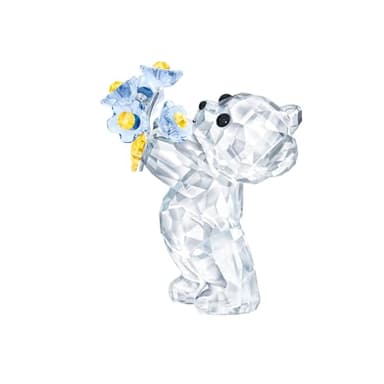 SWAROVSKI Kris Bears Forget Me Not, Clear Swarovski Crystal with Blue and Yellow Accents, Part of the Swarovski Kris Bears Collection