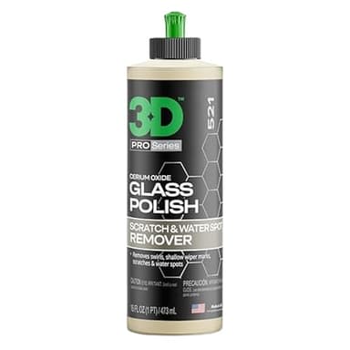 3D Glass Polish – Cerium Oxide Glass Scratch Remover for Car Windows – Restores Clarity & Removes Wiper Marks, Swirls, Water Spots - 16oz