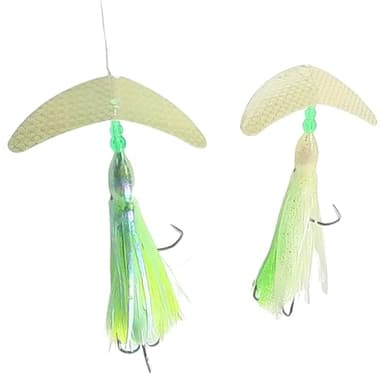 Great Lakes Glow Smile Blade® Salmon Trout Trolling Fly Hoochie Spoon Alternative 2 Pack