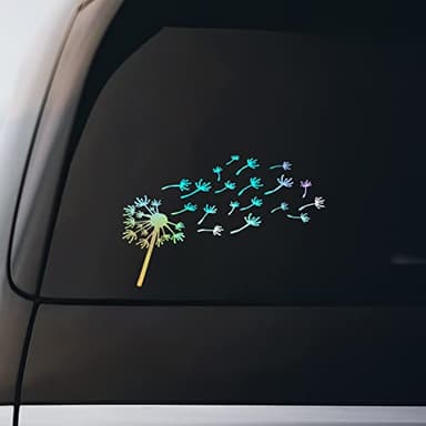 Dandelion Flying Sticker Vinyl Decal Notebook Car Window Laptop 8" x 5.5" | Holographic |