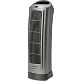 Lasko Portable Oscillating Ceramic Space Heater Tower with Digital Display, Remote Control, 2 Heat Settings and 8 Hour Timer, Gray
