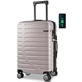 EMPSIGN Carry On Luggage with Spinner Wheels, Hard Shell Carry-On Suitcase 21x14x9 Airline Approved & Built-in TSA Lock, Durable Travel Rolling Suitcase, Carry-On 20-Inch, Light Purple