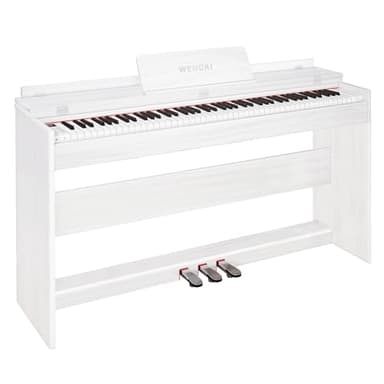 WENCAI 88 Key Fully Weighted Digital Piano Keyboard, 88 Keys Hammer Action Electric Pianos, Wooden Classic Upright Electronic Piano for Beginner, Professional, Midi Compatible, Triple Pedal (White)