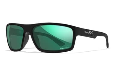 Wiley X Peak Captivate Polarized Sunglasses, Safety Glasses for Men and Women, UV Eye Protection for Shooting, Fishing, Biking, and Extreme Sports, Matte Black Frames, Green Mirror Tinted Lenses
