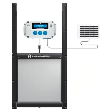 ChickenGuard Automatic Chicken Coop Door Opener, Power by Solar/Batteries/Electric. Strong Motor Lifts 2kg; Timer/Light Sensing; Motor Units only or Combination Kits (PRO + Door + Solar Kit)