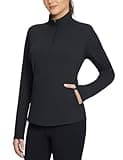 baleaf Women's Fleece Pullover Jacket Water Resistant Half Zip Thermal Golf Shirts Cold Weather Running Gear Winter Black M