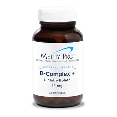 MethylPro B Complex + L-Methylfolate 15 mg - Bioavailable Methylated Vitamin Blend - Supports Energy and Stress - Vegetarian & Hypoallergenic - 30 Servings - 30 Capsules