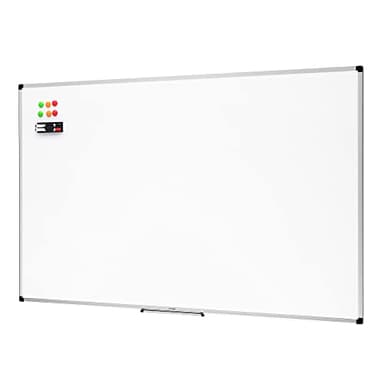 Amazon Basics Large Magnetic Dry Erase Whiteboard with Pen Tray for School, Classroom, Office & Home , 35.4" x 23.6", Aluminum frame