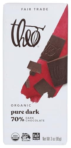 Theo Pure Organic Dark Chocolate Bar, 70% Cacao, 1 Bar | Vegan, Fair Trade