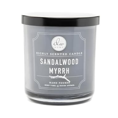 DW Home Sandalwood Myrrh Scented Candle for Home, 9 oz, Medium Single Wick Candle Jar, Up to 33H Burn Time, Luxury Scented Candle for Relaxation, Gifting, Home Decor
