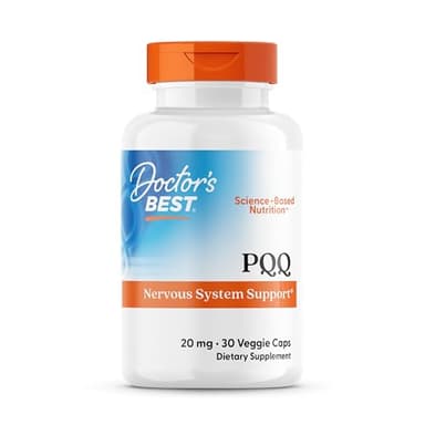 Doctor's Best PQQ with BioPQQ Supplement 20 mg - Brain Health Support for Men & Women, Pyrroloquinoline Quinone Capsules, Daily Mitochondrial Function & Energy Support, Gluten Free, Vegan- 30 Veg Caps