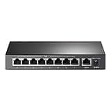 TP-Link 9 Port Fast Ethernet 10/100Mbps PoE Switch 8 PoE+ Ports @65W Sturdy Metal w/Shielded Ports Protection Extend Mode Priority Mode Isolation Mode (TL-SF1009P),Black