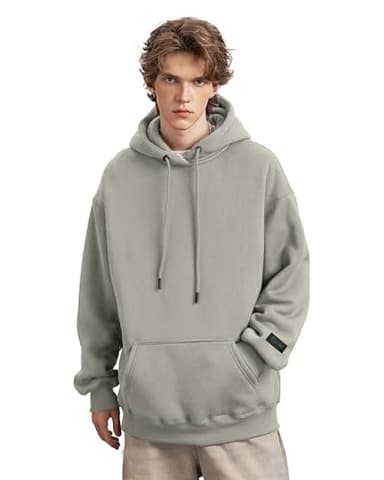 TURLAT Mens Olive Hoodie Heavyweight Fleece Hoodie Sweatshirt for Men Oversized Pullover Hoodie with Pocket Causal Loose Fit Sportswear,S