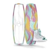 Liquid Force 2025 Women's Angel 130cm Wakeboard with Plush Size 4-7 Wakeboard Bindings Package