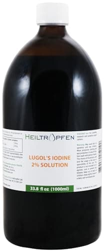 2% Lugols Iodine Solution | 33.8 Fl Oz - 1000 ml | Third-Party Tested | Pharma Grade Ingredients | Made with 2 Percent Iodine and 4% Potassium Iodide | Glass Bottle | Lugol's Solution | Heiltropfen®
