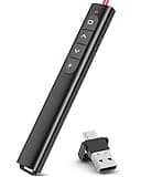 2-in-1 USB Type C Presentation Clicker with Red Light,Volume Control Wireless Presenter Remote Pointer for Powerpoint Presentations with Hyperlinks Open,Slide Clicker for Classroom MAC Computer Laptop