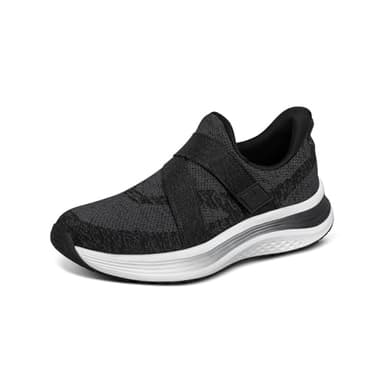 Orthofeet Women's Orthopedic Naya Hands-Free Water-Repellent Walking Sneaker, Black, Size 8.5 Wide