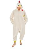 VEULENT Adult Unisex Onesie Pajamas Animal One-Piece Cartoon Costume Halloween Christmas Partywear Homewear Sleepwear Jumpsuit (NEW White Chicken,XL)