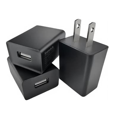 SinitoAula 5V1A USB Charger Block for Wall Outlet (UL Certified, Black, 3pcs), 5W Power Adapter Plug for Cell Phones, Tablets, Earphones, Power Banks, Smart Wearables, Toys and More Electronic Gadgets