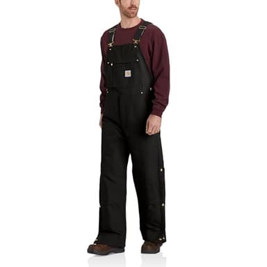 Carhartt Men's Firm Duck Insulated Bib Overall, Black, Large