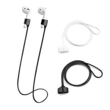 BlingKingdom 2 PCS Magnetic Anti-Lost Straps Soft Silicone Wireless Earbud Lanyards for Sports Running (Black and White)