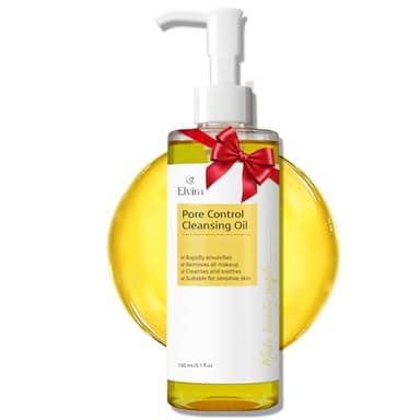 Elvira Pure Cleansing Oil, Makeup Remover & Blackheads Pore Cleanser, Jojoba Oil Cleanser for Face, Korean Skin Care, Plant-based, for Sensitive Skin, Hydrating, Fragrance-Free