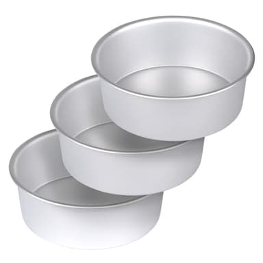 HomeMall 8 x 3 Inch Aluminum Round Cake Pan, 3-Piece Set Cake Baking Pans, Round Layer Cake Baking Pans for Birthday Wedding Home Kitchen DIY Baking Tools, Heavy Sturdy & Healthy, Oven Safe
