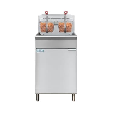 KoolMore 75 lb. Floor Standing Liquid Propane Commercial Deep Fryer with 150,000 BTU in Stainless-Steel, ETL Listed (KM-FDF75-LP)
