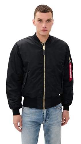 Alpha Industries Men's MA-1 Heritage Fit Flight Jacket, Black, L