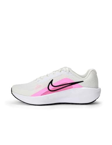 Nike Women's Downshifter 13 Road Running Shoes, White/Pink Spell-Black, 7 Extra Wide