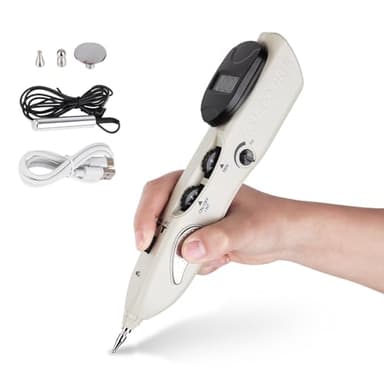 Electronic Acupu/ncture Pen, Automatic Acup/oint Finder with 10 Intensity & Sensitivity Levels, 3 Replacement Heads for Neck, Shoulder, Face LY-508B
