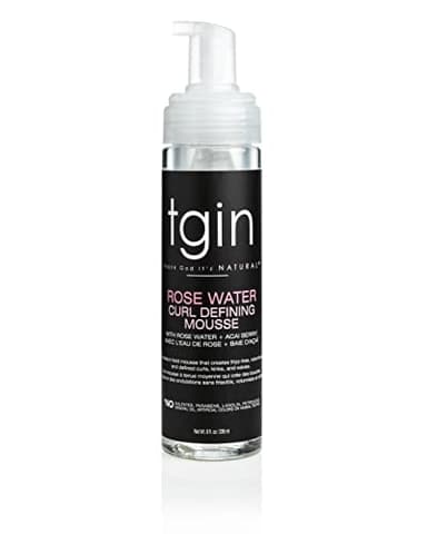 tgin Rose Water Curl Defining Mousse – Curly Hair Products with Lightweight Hold – Moisturizes and Defines Waves Without Crunch – Hair Mousse Without Paraben & Sulfate – 8 Fl Oz