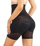 Irisnaya Women Shapewear Control Panties Body Shaper Butt Lifter Padded Hip Enhancer Seamless Underwear Hi- Waist Trainer Short (Medium, Black)