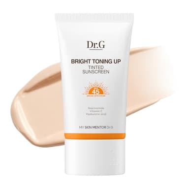 Dr. G Bright Toning Up Tinted Sunscreen - SPF 45 Broad Spectrum Korean Sunscreen - For All Skin Types - Lightweight, Matte Finish - Sebum Support - Niacinamide & Vitamin C - 1.69 fl oz