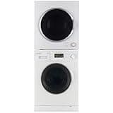 Equator Stackable Laundry Center with Front Load Washer and Dryer Unit Including Customizable Cycles, Quiet Mode, and 180-Degree Swinging Doors White