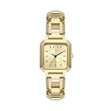 A｜X ARMANI EXCHANGE Women's Square Three-Hand Gold-Tone Stainless Steel Bracelet Watch (Model: AX5721)