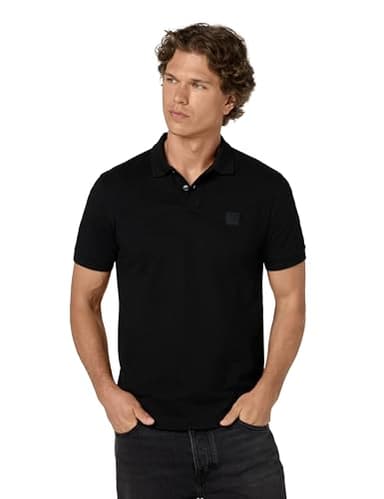 BOSS Square Patch Logo Slim Fit Pique Polo Shirt, Black Currant, XL
