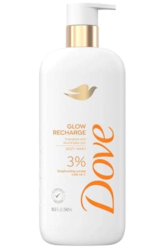 Dove Serum Body Wash Glow Recharge illuminates & Exfoliates skin with brightening Vitamin C Serum 18.5 Fl Oz